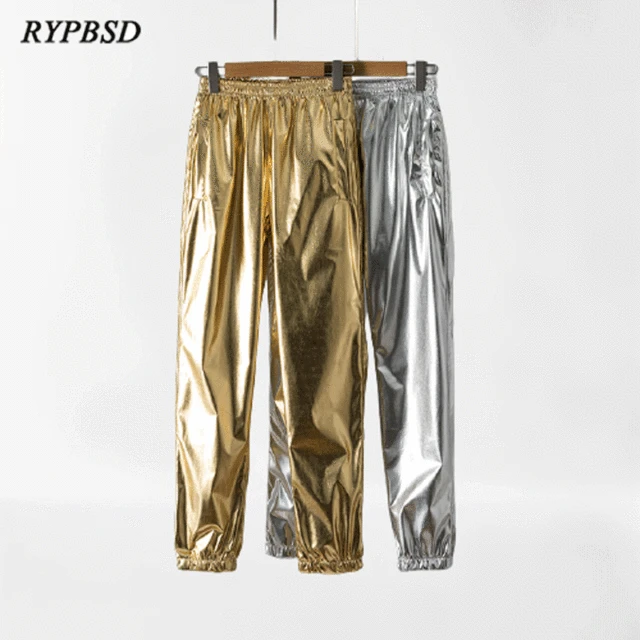 Parklees Men's Metallic Gold Straight Leg Nightclub Trousers