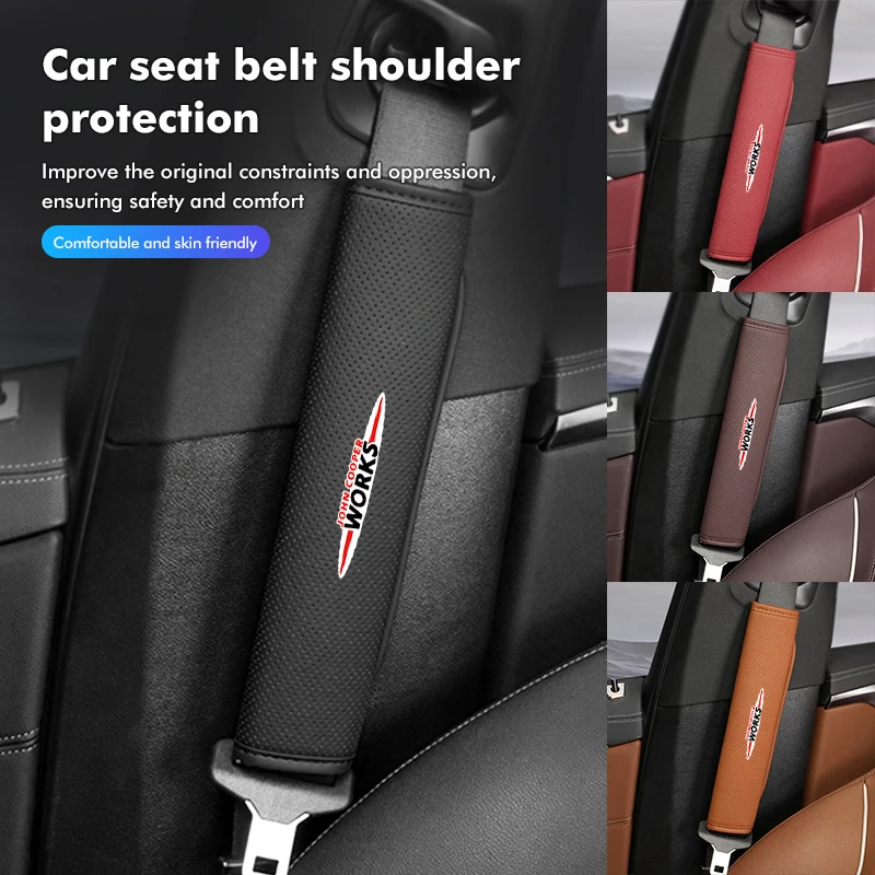 Car Seat Belt Shoulder Auto Adjuster Device Protection Pad For MINI Cooper R53 R52 R50 One JCW Clubman Countryman WORKS