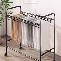 Movable Pants Storage Rack,Floor-standing Iron Trouser Hanger with 20/24 Hooks for Organizer Pants,Laundry Rack for Drying Skirt 2