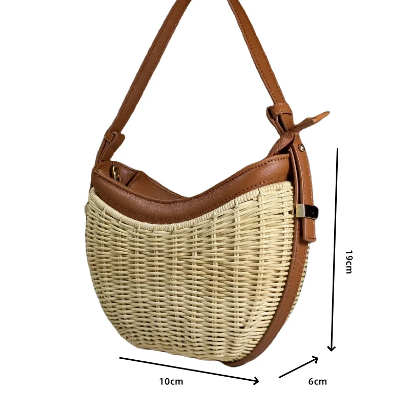 Straw Shoulder Women's Bag 2025 Spring and Summer New Woven Bags Casual Messenger Bag Large Capacity Beach Shoulder Bag