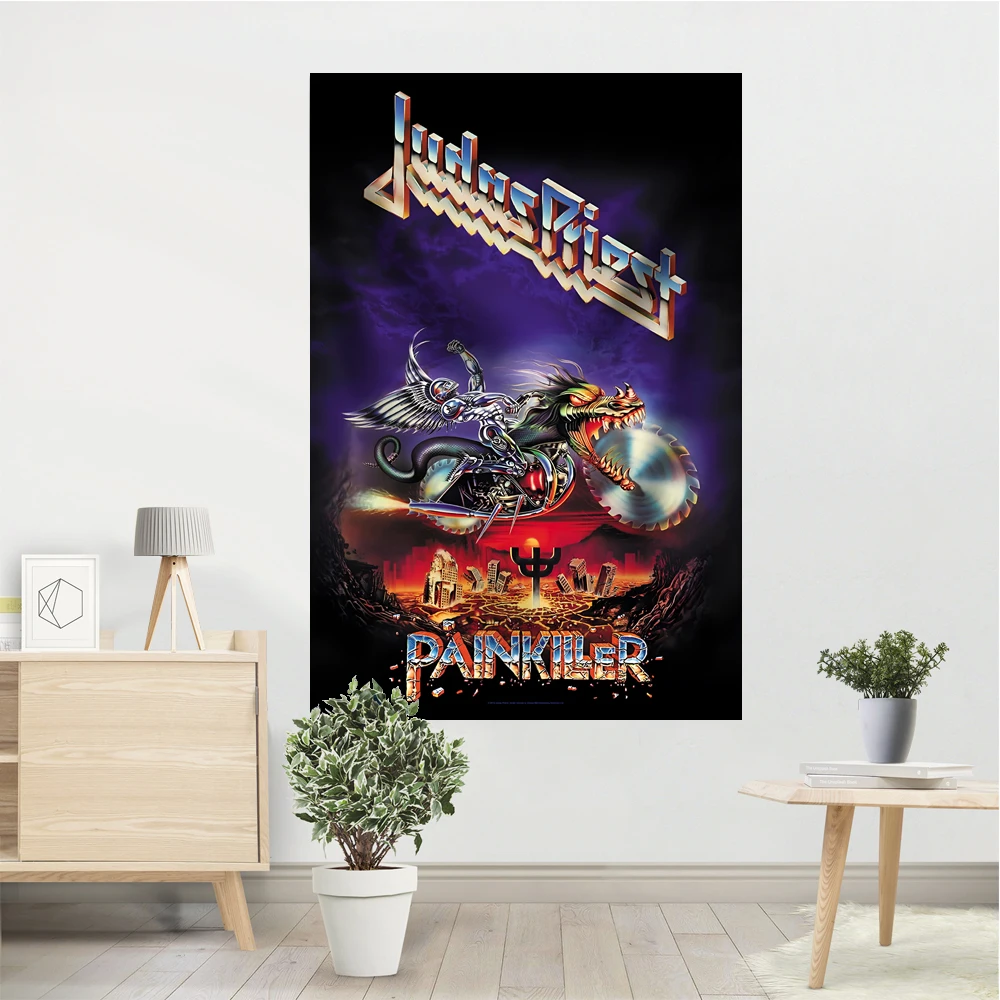 Rock Band Tapestry Banners Heavy Metal Printed Posters Bar Club Garage Room Headboard Hanging Decorations