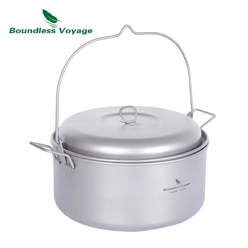 Boundless Voyage Titanium Steamer Pot Stock Soup Pot Set Outdoor Camping Cookware Lightweight Picnic Hiking Hanging