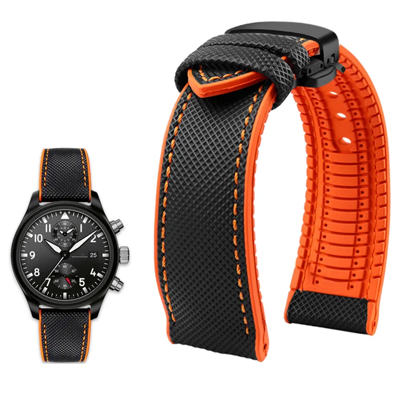 Durable Canvas Nylon Waterproof Watch Strap with Rubber Lining - Men's Watchband Accessories