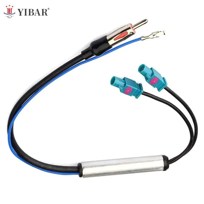 Car Stereo FM AM Antenna Signal Booster Amplifier Amp Dual Fakra DIN Plug Converter Adapter For VW Skoda car stereo accessories