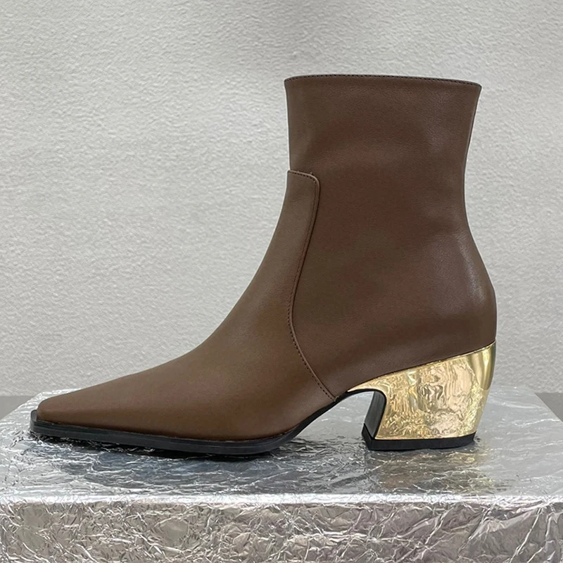 

Spring Autumn New Women's Short Boots Genuine Leather Material Minimalist And Comfortable Pointed Non Slip Women's Shoes