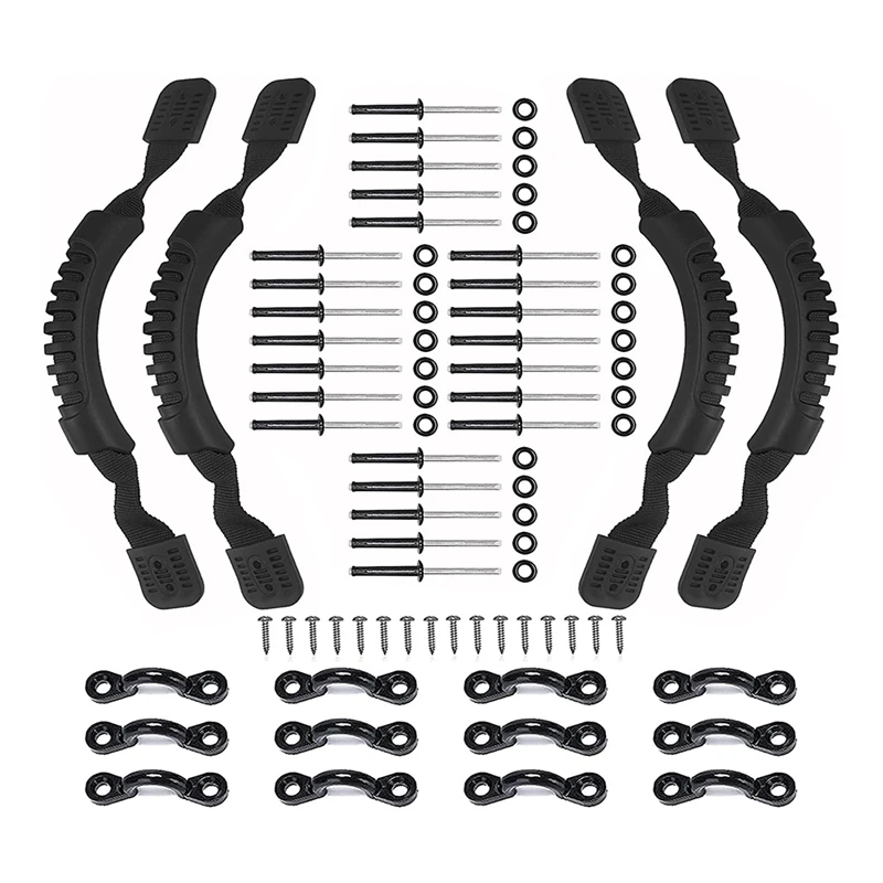 

4 Pack Kayak Handles,Kayak Carry Handle Side Mount Kayak Handles Replacement Hardware With Rivets,Screws For Kayak