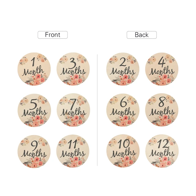 Wooden Baby Month Milestone Card Newborn Birth Month Birthday Milestone Wooden Teether Baby Kids Photography Props Toy 6Pcs Flowers