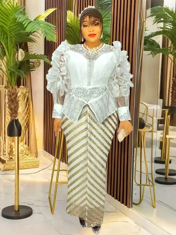 Plus Size Evening Dresses for Women African Luxury Sequin Gown Elegant Turkey Wedding Party Long Dress Ankara Ladies African Dress