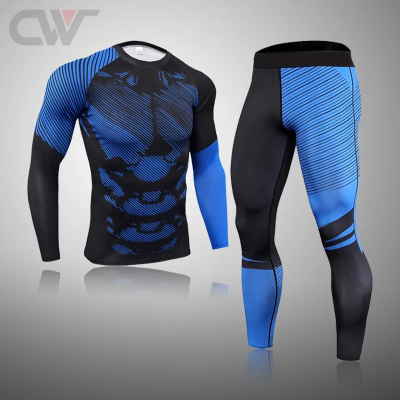 Winter Running Thermal Underwear Men Compression Track Suit Leggings Sport Fitness Workout Skiing Set male Quick dry Gym Jogging