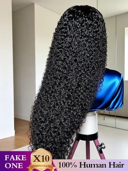 100% Human Hair Brazilian Kinky Curly 300%Density 40 Inch Wigs Jerry Curl Lace Front Wig 13x6 HD Lace Human Hair Wig Virgin Hair 1