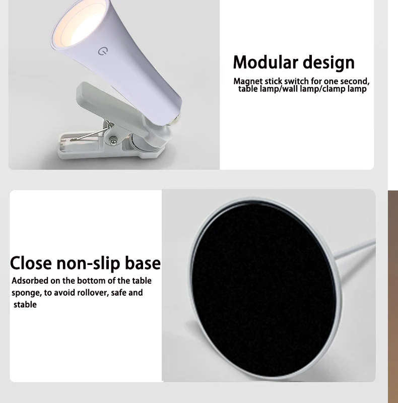 Description Picture 6 of itemReading Study Eye Protection Night Light Rechargeable Touch Control Table Lamp 3 Modes Indinite Dimming Soft Light Bedroom Lamp