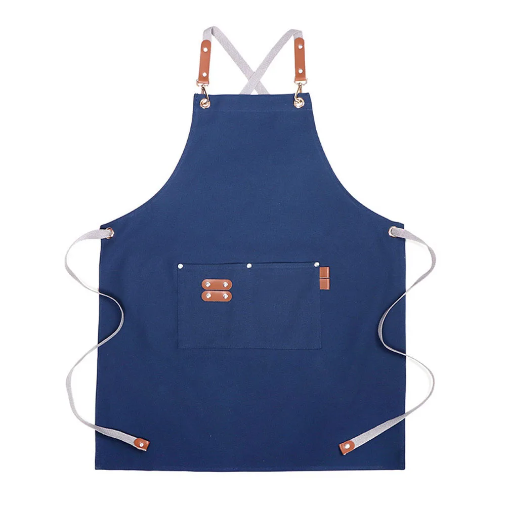 Kitchen Apron Cooking Apron Canvas Jean Fabric Apron With Pockets