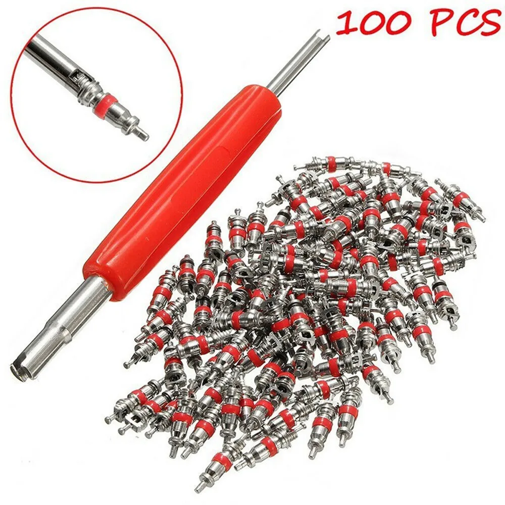 Tyre Zinc Alloy Valve Stem Core Part 100Pcs Valve Core Wrench Car Truck Zinc Alloy Tire Tyre Stem Part Replacement tire valve core