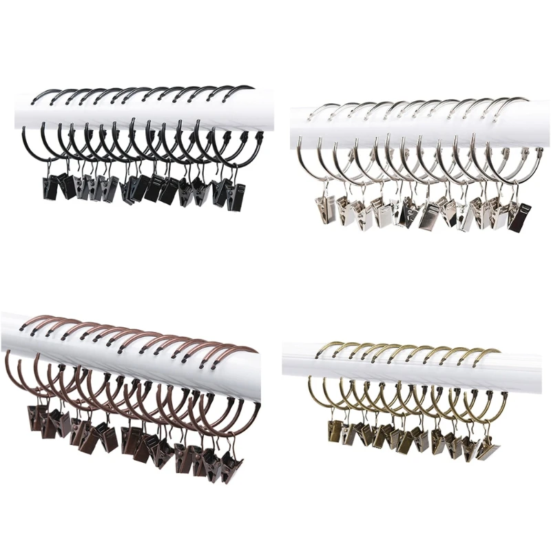 Metal Openable Drapery Clips with Rings, for Tension Rod Bracket Eyelets(20Pcs