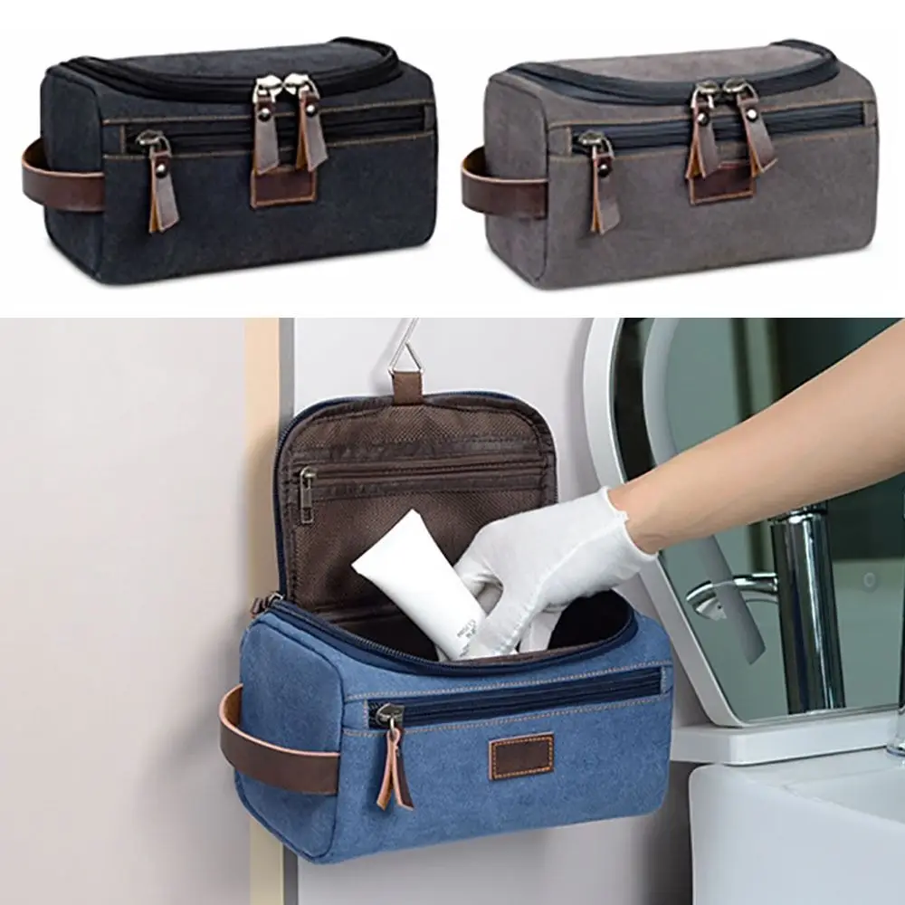 

Canvas Cosmetic Bag High-quality Large Capacity Travel Organizer Handbag Portable Makeup Bag