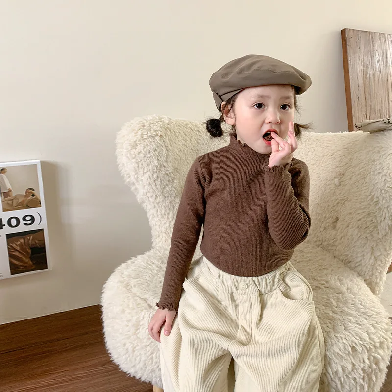Children Baby Turtleneck Sweater Knitted Autum Winter Boy Girl Clothes Round Neck Kid Toddler Girl Boy Pullover Baby Outerwear