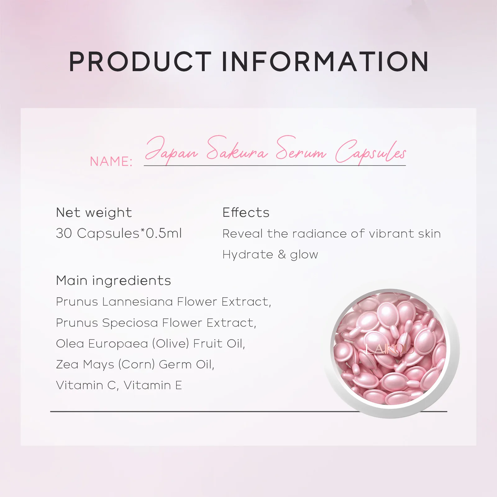 Sakura Capsule Facial Brightening Essence Hydrating, Moisturizing, Nourishing, Anti-Wrinkle Vitamin E Skin Care Products