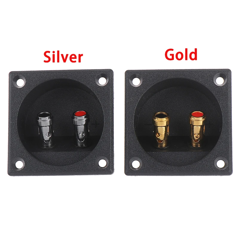 

50mm Zinc Alloy Head Speaker Junction Box Round Back Panel With 2 Banana Jack Subwoofer Speaker Terminal Connectors Glided