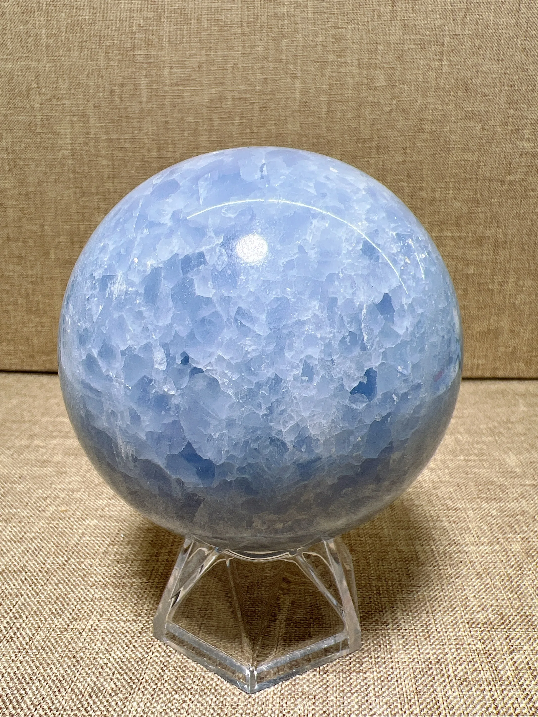 

Natural Blue Calcite Sphere With Rain Bow Free Form, Carving Reiki Healing Stone Home Decoration Exquisite Gift