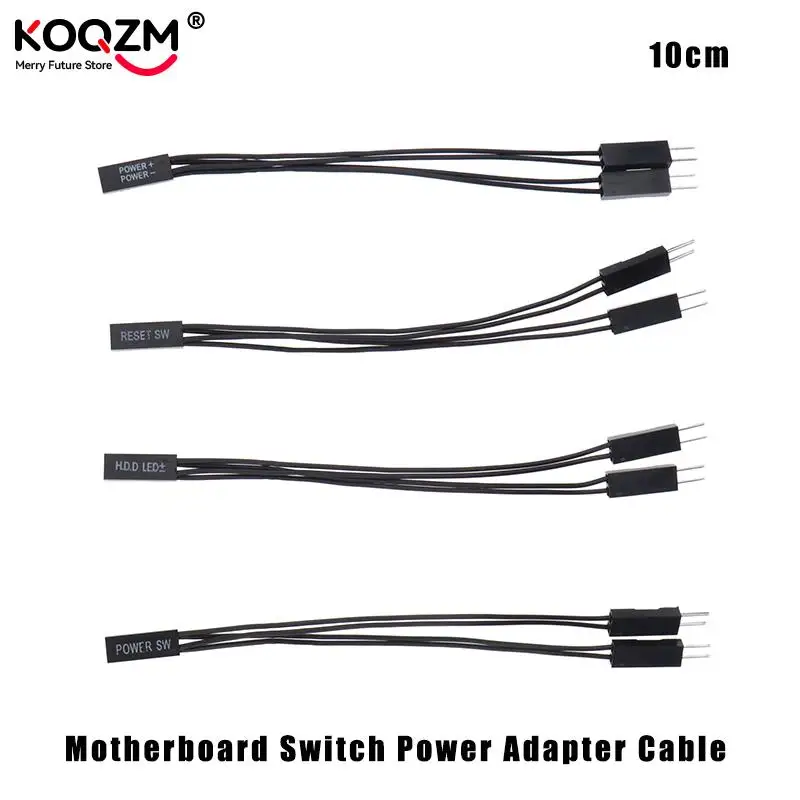 10cm Motherboard Switch Power SW/ RESET SW/ HDD LED /POWER LED 1 To 2 Double Adapter Cable 1 Female To 2 Male Splitter 2 Pins atx pc compute motherboard power cable 2 switch on off reset w led light 68cm