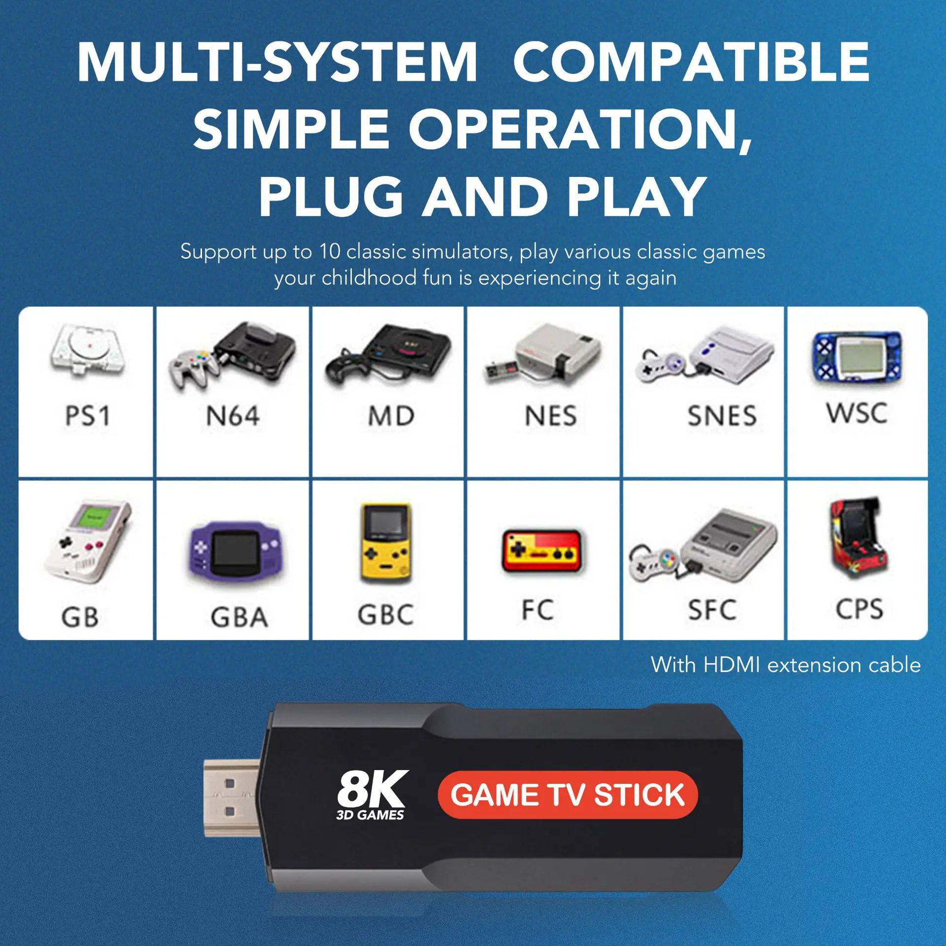 2025 NEW X2 Game Stick Android 12 Amlogic S905 Dual Controller Retro Game Consoles HD 8K 2.4G/5G Dual WiFi 64GB 10000 Game
