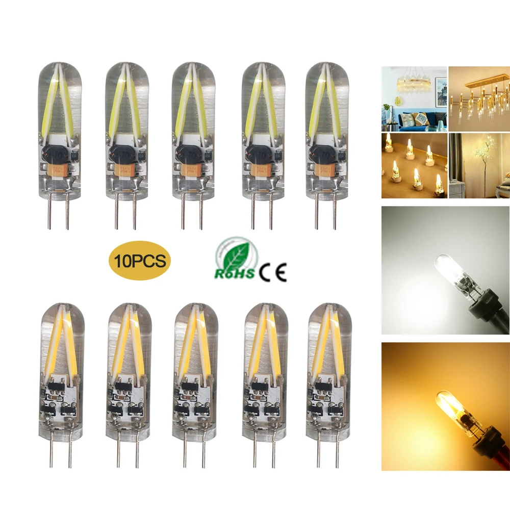 1/5/10PCS 3W Mini G4 COB Bulbs Filament Light Bulb AC/DC 12V Replace 15W Halogen Lamps Clear Glass Chandelier Spotlight Lamparas