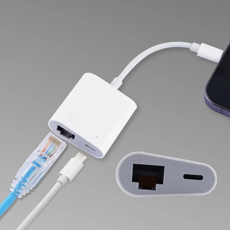 Lighting to RJ45 OTG Adapter LAN Wired Network Cable/Hub with