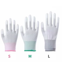 1-6pair Antistatic Gloves Anti Static ESD Electronic Working Gloves Pu Coated Coated Finger PC Antiskid for Finger Protection
