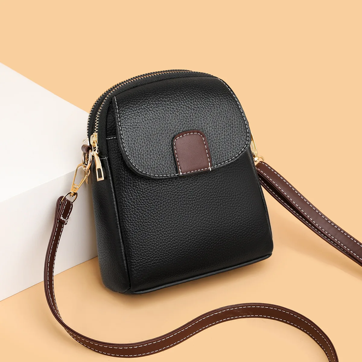 2025 Women's Soft Leather Phone Crossbody Bag - European Chic Small Square Shoulder Purse, Trendy Hands-Free Mini Messenger