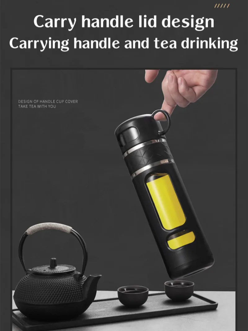 Portable Tea Water Separation Tea Cup Double Insulated Glass Water Cup Filtered Dropproof Cups