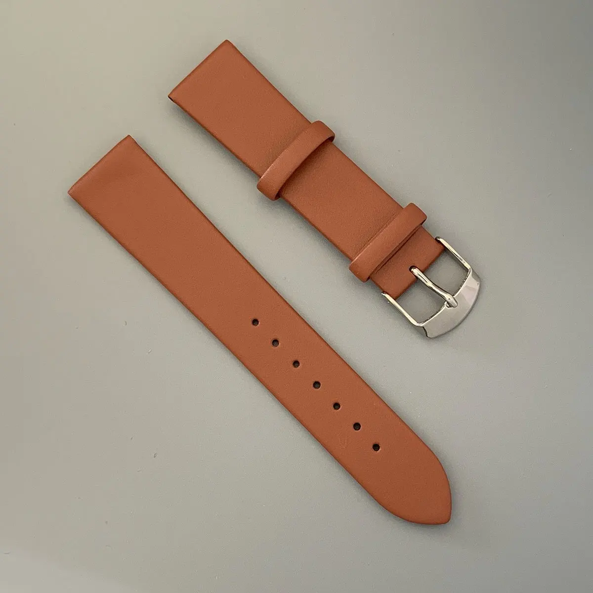 Premium Calf Leather Watch Strap with Silver Pin Buckle - Unisex Adjustable Band with Gift Tool