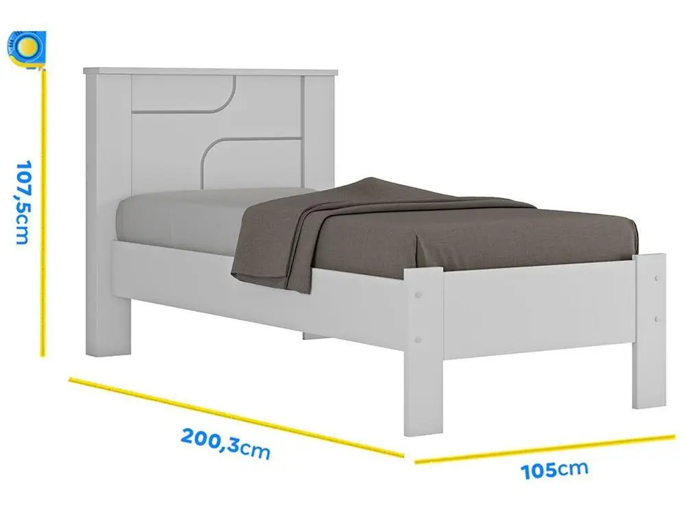 Cama de Solteiro Conquista Móveis Pérola Branco 3