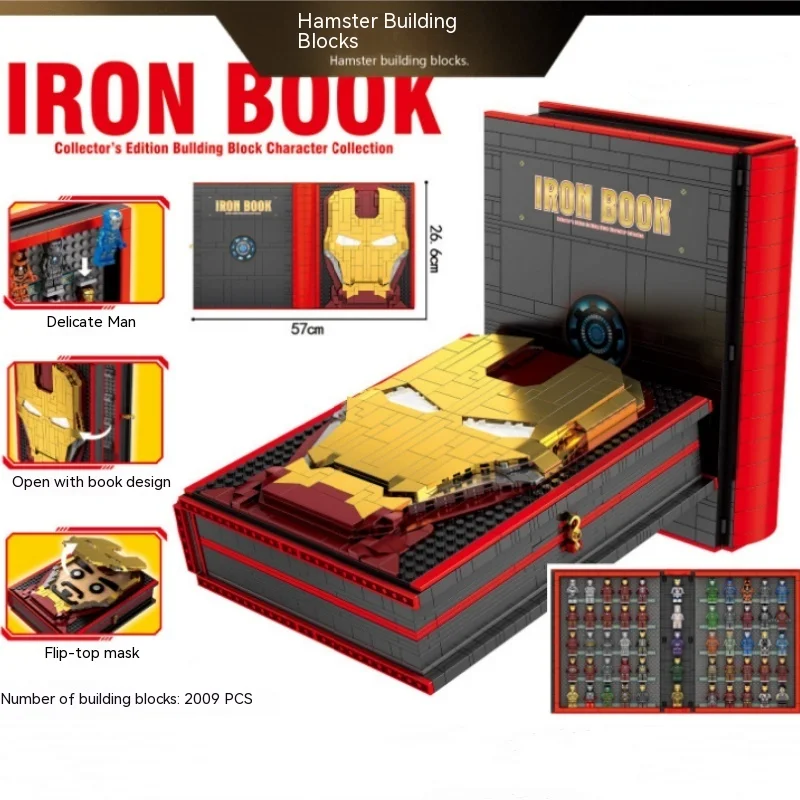 

Marvel Anime Iron Man Spider-Man with construction toys building blocks MK complete set of characters commemorative book gifts