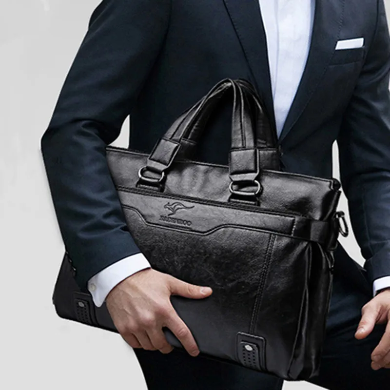 Luxury PU Leather Men Briefcases With Zipper Business Male Handbag High Quality Laptop Tote Bag Office Shoulder Messenger Bag