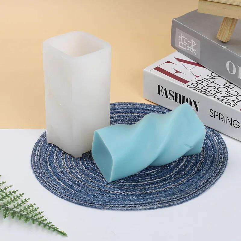 

Крученая квадратная силиконовая форма в виде свечи для украшения шоколада ручной работы, гипсовая силиконовая форма в виде свечи из смолы