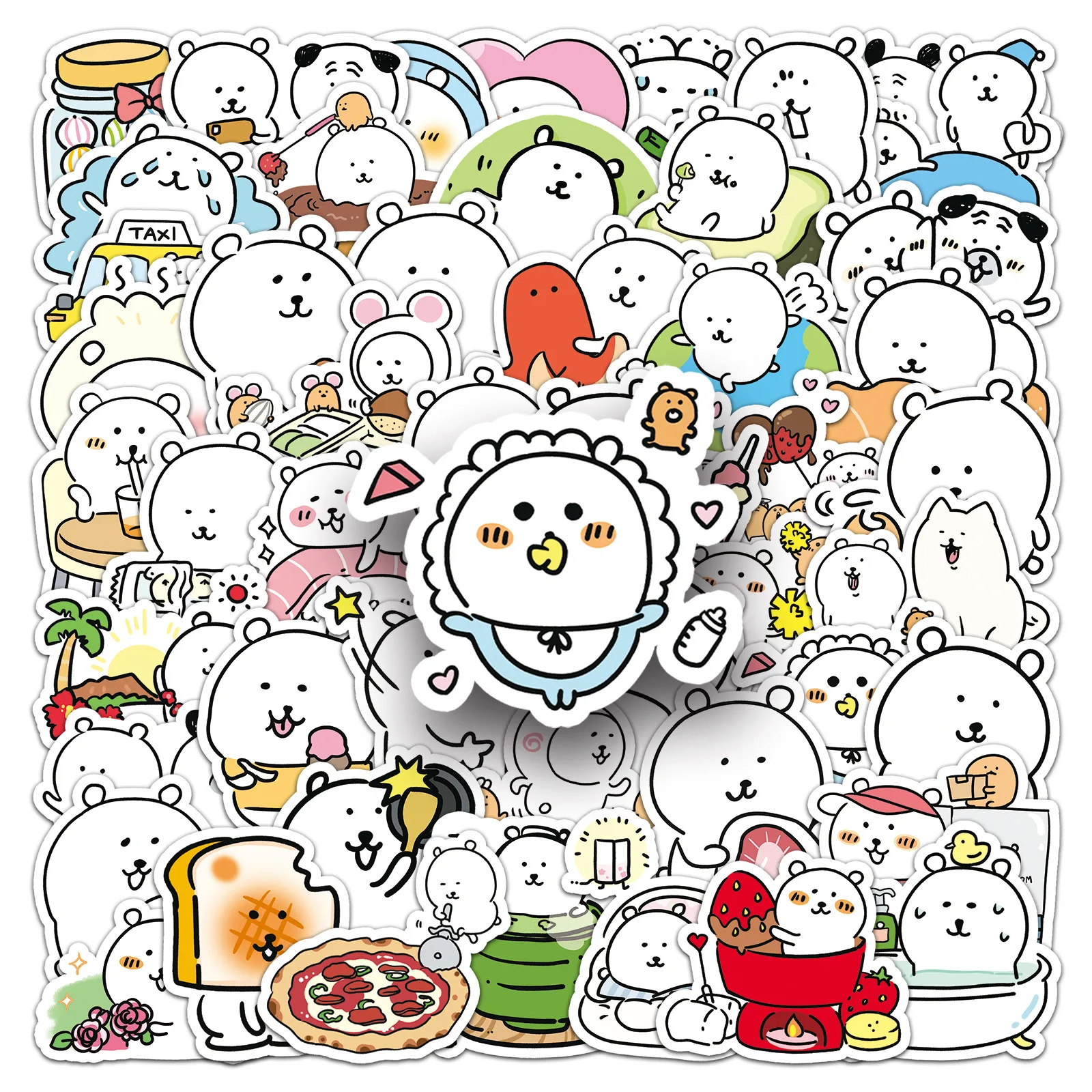 50PCS 농담 곰 스티커 MOGUMOGU 낙서 스티커 DIY 일기 전화 케이스 수제 스크랩북 미적 스티커