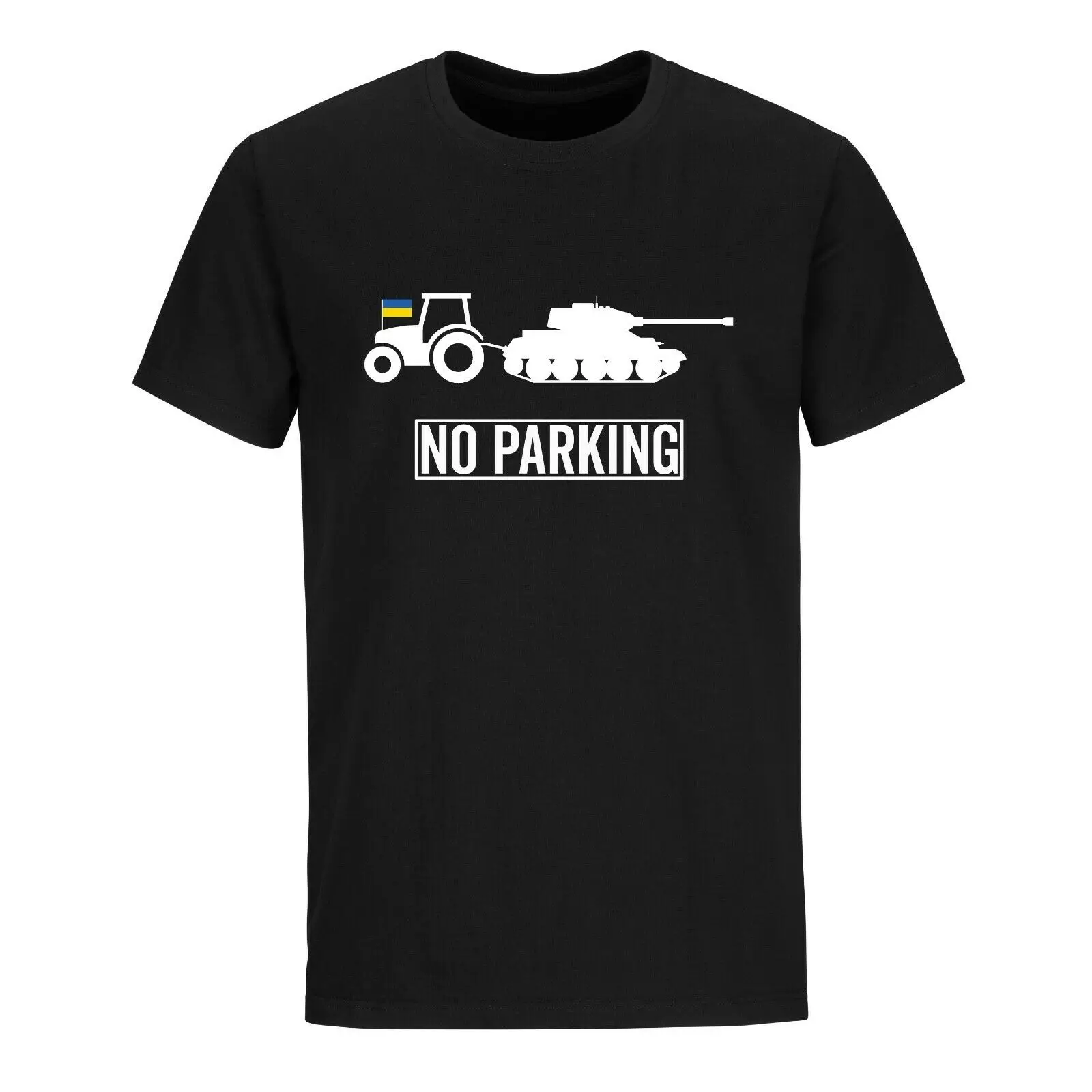 Ukraine Humor Ukrainian Farmer Steals Tank No Parking T-Shirts Short Sleeve Casual Cotton O-Neck Summer Men Tees