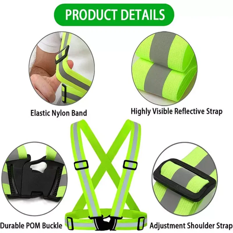 New Highlight Reflective Straps Night Running Riding Clothing Vest Adjustable Safety Vest Elastic Band For Adults and Children reflective tape reflective vest reflective waistbands wristbands
