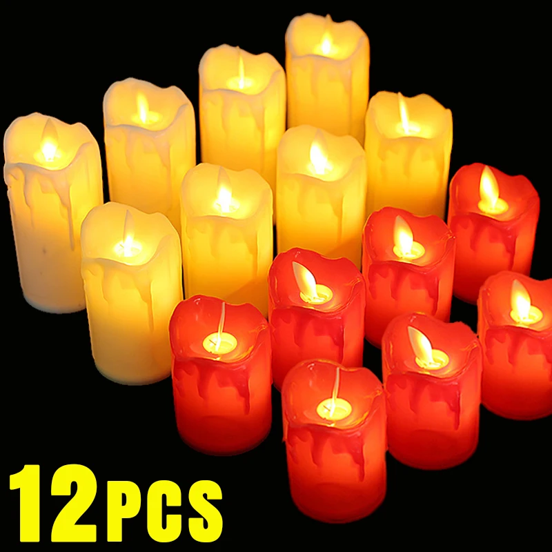 

12/1Pcs Flameless LED Candle Light Battery Operated Wish Tea Light For Home Christmas Holiday Wedding Party Decoration Lighting