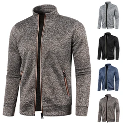 Fashion Men Sports Casual Stand Collar Pocket Zip Up Slim Sweatshirt Sweat Coat Jacket  Zipper Knit Coat