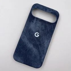 Luxury Denim Magnetic Phone Case with Shockproof Frameless Cooling Design - Pixel 7a (Dark Blue)