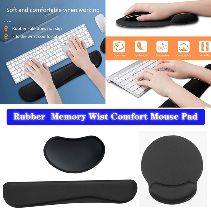 

Hot Sale 2023Rubber Slow Rebound Memory Foams Wrist Rest Office Wireless Keyboard Non-slip Mouse Pad