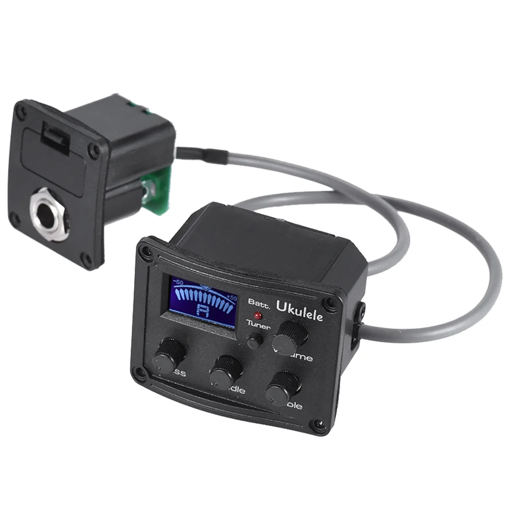 

Equalizer with Tuner Transducer Guitar Preamp Pickup Ukulele 3-Band Monitor LCD Display Bass
