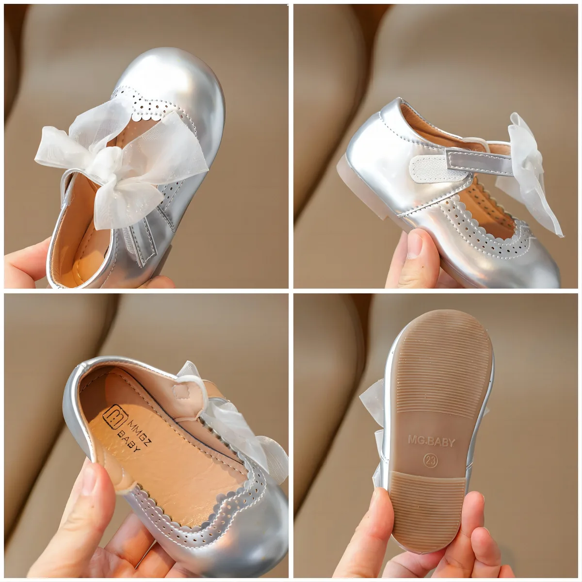 1-8Y Girls&rsquo; Flat Shoes Princess Mary Janes Child Patent Leather Infant Toddler Bowtie Shoes Kids Soft Sole Ballet Shoe