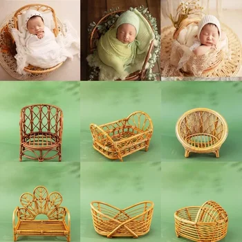 Sedia per fotografia neonato Letto Cestino retrò Oggetti di scena per fotografia per bambini Contenitore per posa infantile Accessori per studio di ripresa