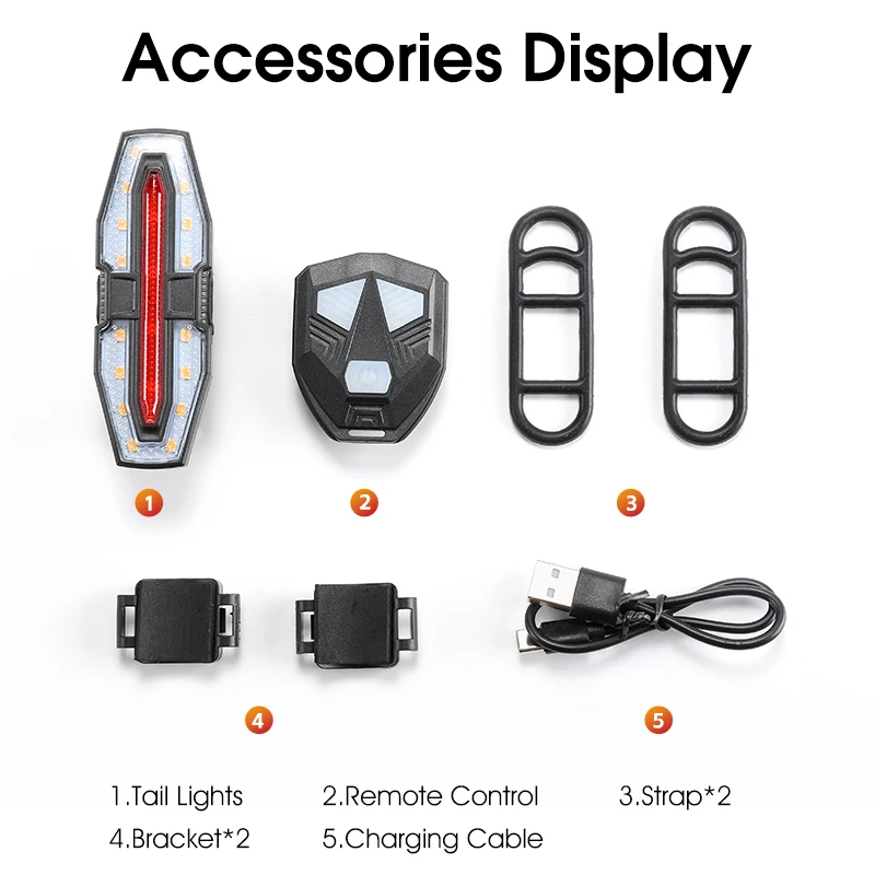 WEST BIKING Bike Taillight Remote Control Bicycle Turn Taillight Type-C Charging LED Cycling Warning Lamp Portable Bike Light