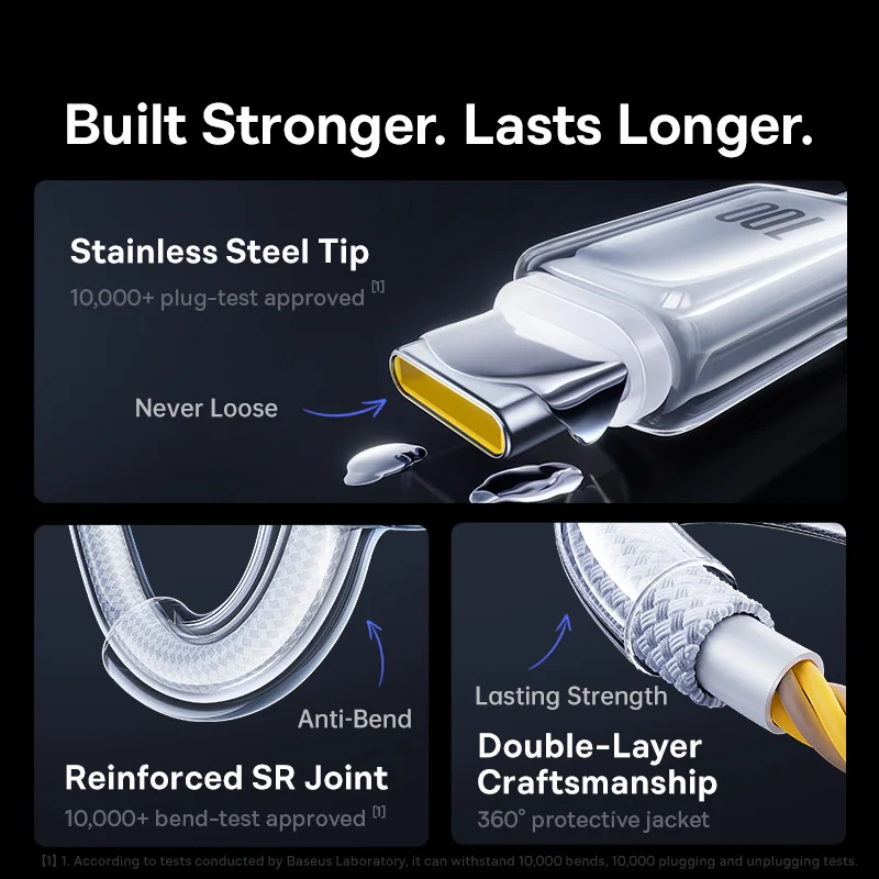 Baseus 100W Fast Charging Data Cable USB-A to USB-C For Car Charging  For iPhone 17 iPhone 16 iPhone 15