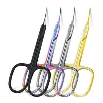 Forbici per cuticole Tagliacuticole extra fine per manicure e pedicure Lama curva Kit per toelettatura con punta precisa per nail art 1
