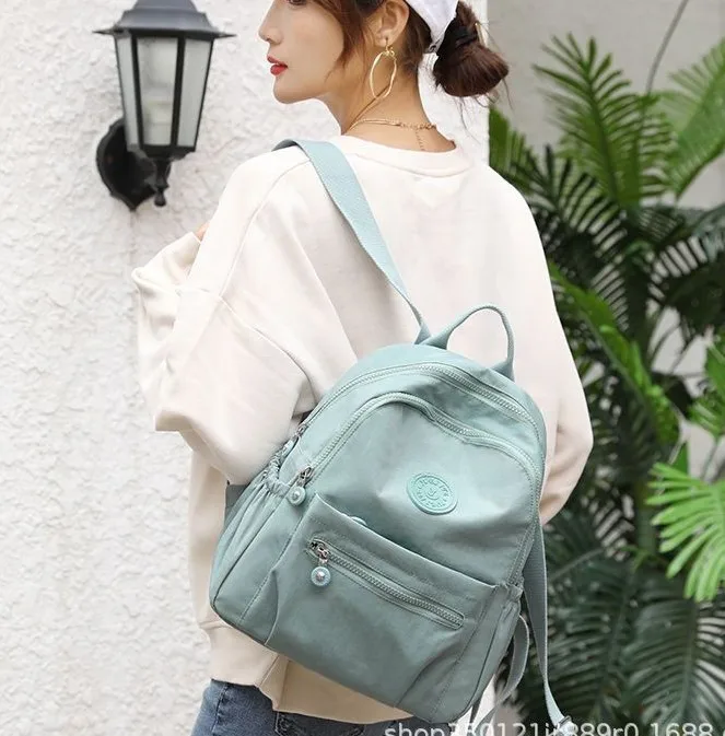 

New Korean Fashion Backpack for Women Nylon Waterproof Lightweight Simple Double Shoulder Bag Students Schoolbag Mini Backpack