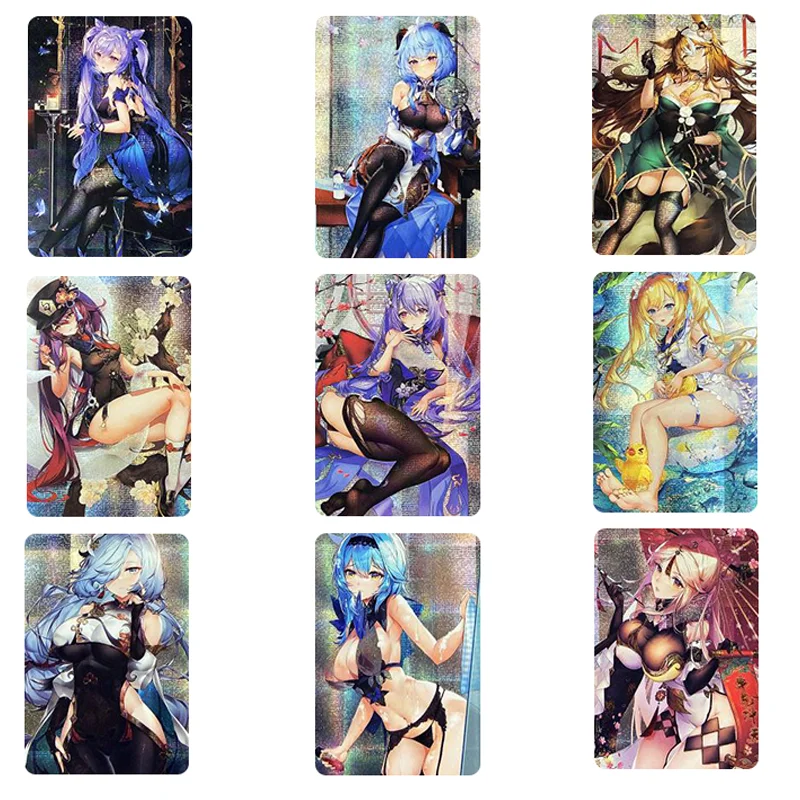 

Luxury Collection Genshin Impact First Shot Refraction Glitter 9 Keqing Ganyu Eula Hutao Sexy Cute Girl Cards